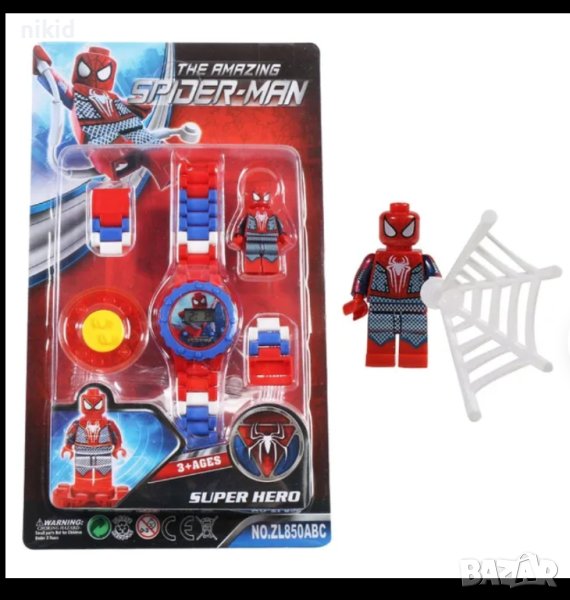Спайдърмен Spiderman лего детски часовник конструктор с човече фигурка, снимка 1
