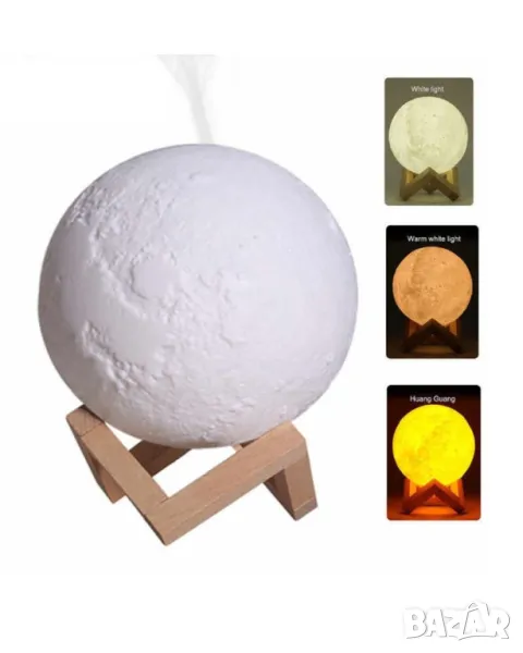 3D нощна лампа луна дифузер 880ml овлажнител на помещение, снимка 1