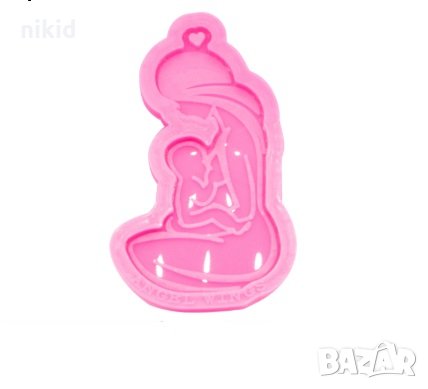 Кърмеща майка с бебе плосък силиконов молд форма декорация торта фондан шоколад и др, снимка 1