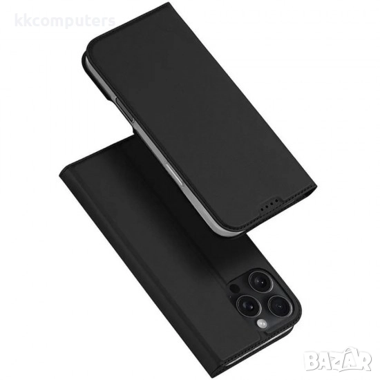 Кожен калъф тефтер Dux Ducis SKIN PRO и Протектор За iPhone 16 Pro (6.3), Черен, снимка 1