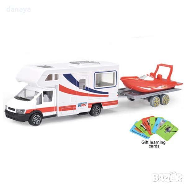 3458 Детска играчка кемпер и ремарке с лодка, снимка 1