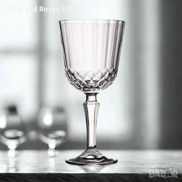 Чаши за червено вино 6 бр. 300 мл - гравирано и стабилно стъкло, снимка 1