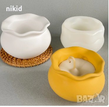 3D Купичка с къдрички купа саксия кашпа бурканче буркан ваза силиконов молд форма гипс смола декор , снимка 1
