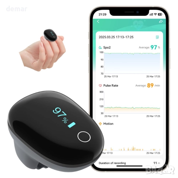 HOLFENRY Bluetooth монитор за SpO2, пулс и перфузионен индекс, снимка 1