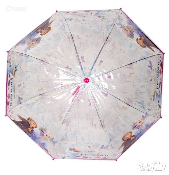 Чадър тип бастун за дъжд Детски автоматичен прозрачен Frozen II 67 см, снимка 1