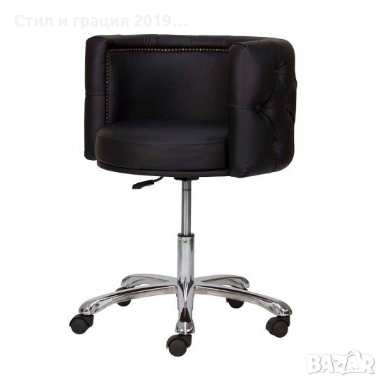 Козметичен стол - табуретка с облегалка Deco - черна 49/62 см, снимка 1