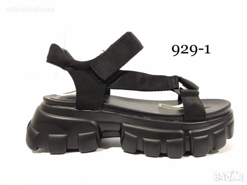 Дамски сандали на платформа в черно-929-, снимка 1