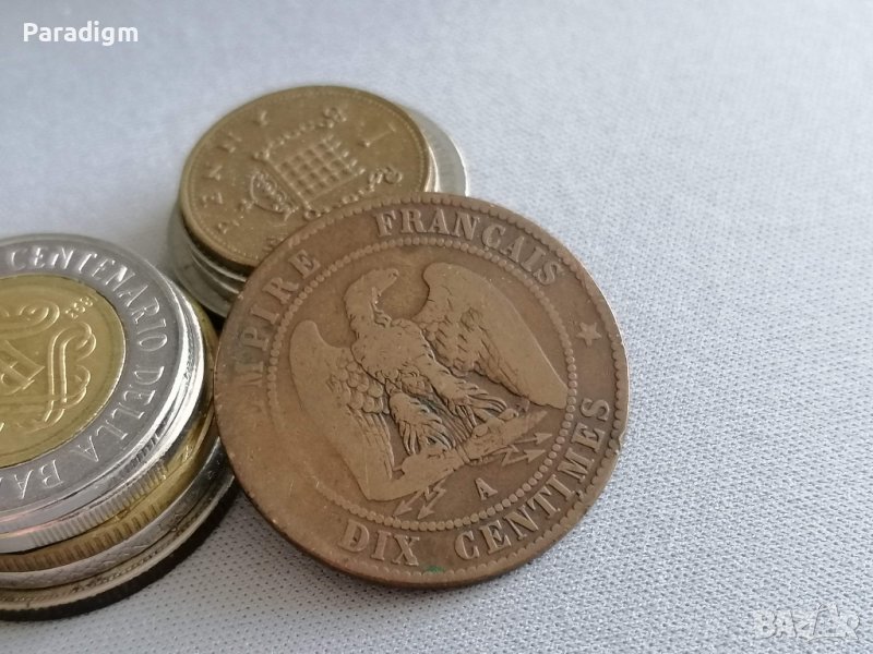 Mонета - Франция - 10 сентима (Наполеон III) | 1862г., снимка 1