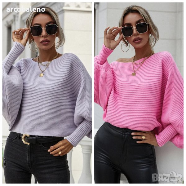 Дамски свободен пуловер с кръгло деколте и дълги ръкави, 2цвята - 023, снимка 1