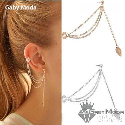 Дамски висящи обеци по дължината на ухото, снимка 1