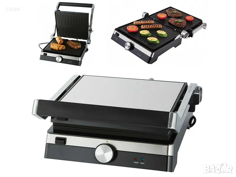 НОВИ! Контактен грил скара тостер 3в1 2000W 180 градуса, снимка 1