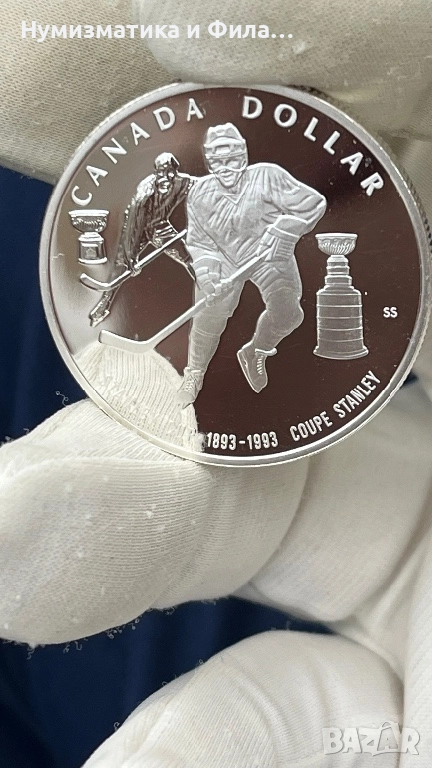 Сребърна монета Канада 1 долар  1993 Купата Стенли, снимка 1