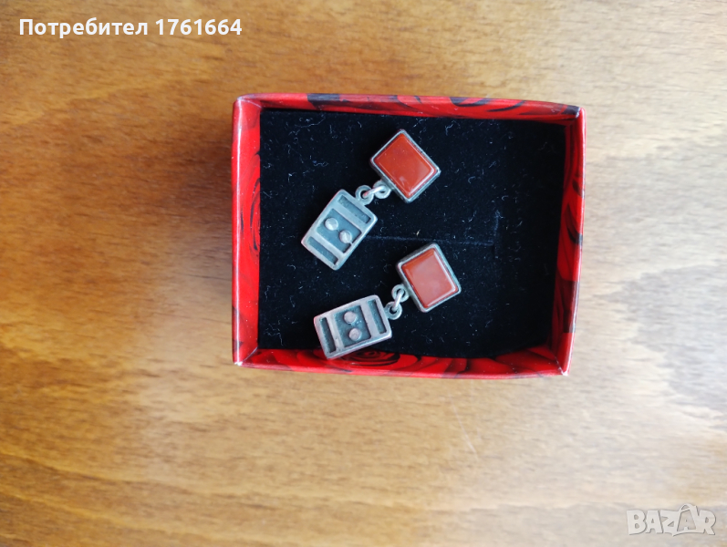 Сребърни обеци с карнеол, снимка 1