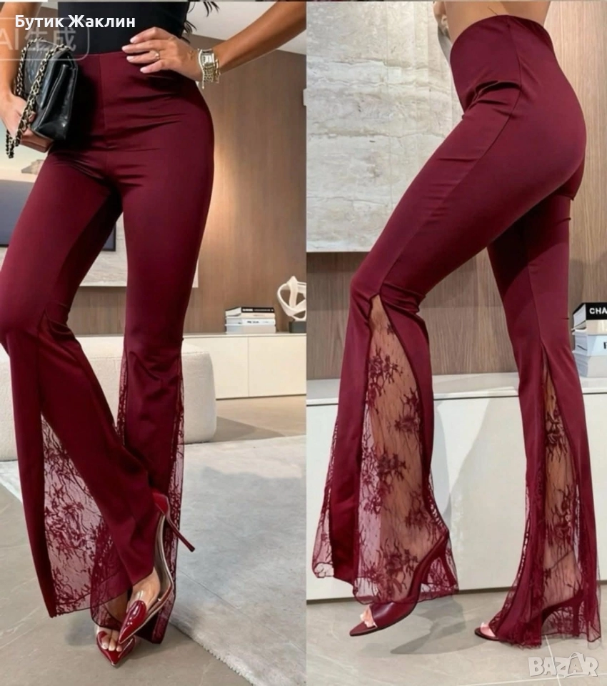 Дамски панталон с дантела, снимка 1