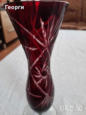 Червен кристал ваза, снимка 7 - Вази - 40423149