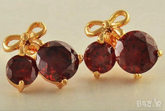 Обеци "черешки" 9к попълнено злато 20 лв., снимка 5 - Обеци - 51775011