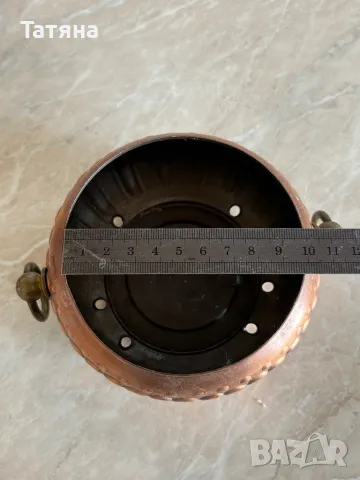 Медни саксии за цветя и свещник от мед  винтидж, снимка 7 - Декорация за дома - 49111162