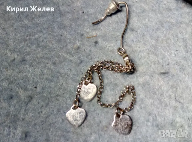 ЕФИРНА СРЕБЪРНА ОБИЦА със СЪРЧИЦА СРЕБРО 925 с БЯЛА ПОЗЛАТА и ФАСЕТИРАН БЛЕСТЯЩ ЦИРКОН ОБЕЦА 31782, снимка 7 - Обеци - 49001584