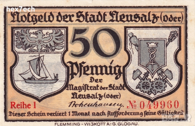 ❤️ Германия Neusalz (Silesia) 1914-1924 50 пфенинга UNC ❤️, снимка 2 - Нумизматика и бонистика - 52935006