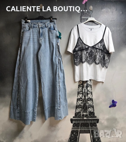 Дънки с ципове, снимка 2 - Дънки - 54236658