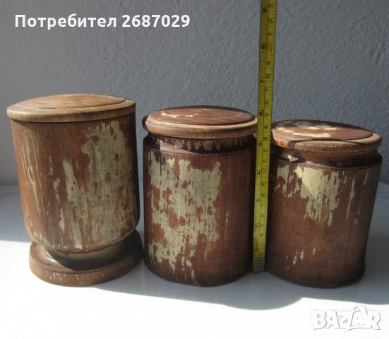 3 стари дървени кутии за подправки, дърво, снимка 8 - Антикварни и старинни предмети - 29593005