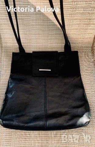 Черна чанта STABA Италия,естествена кожа, снимка 2 - Чанти - 38404478