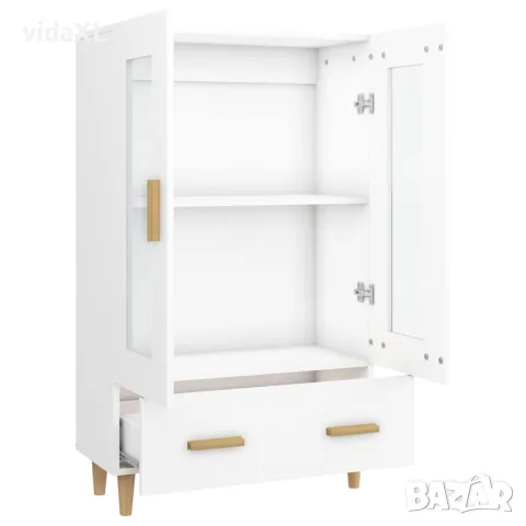 vidaXL Висок шкаф, бял, 70x31x115 см, инженерно дърво, снимка 6 - Бюфети - 56148041