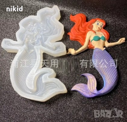 Малката Русалка Ариел Грамадна силиконов молд форма за декорация торта фондан шоколад гипс, снимка 2 - Форми - 30733768