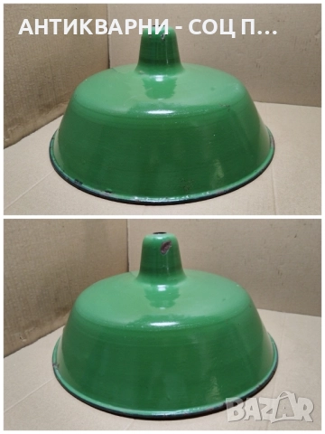 Стара Соц Емайлирана Индустриална Лампа. , снимка 3 - Антикварни и старинни предмети - 52506092