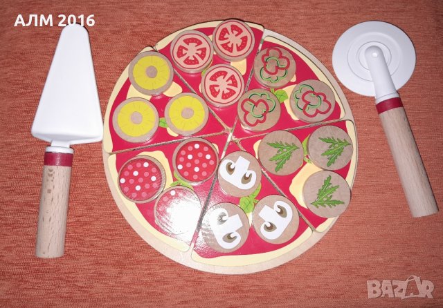 Дървен комплект Пица , Суши ,Торта ,Закуска, дървени играчки за детска кухня, снимка 3 - Образователни игри - 42823340