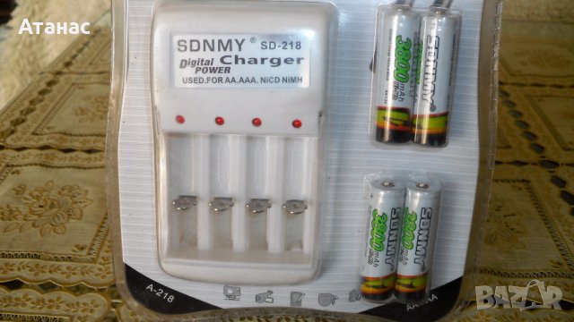  ЗАРЯДНО ЗА БАТЕРИИ АА/ААА + 4бр AA БАТЕРИИ  3800mAh, снимка 5 - Батерии, зарядни - 42686493