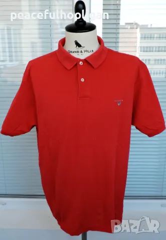 Gant Mens Red Short Sleeve Cotton Pique Casual Polo Cotton T-Shirt Size XL