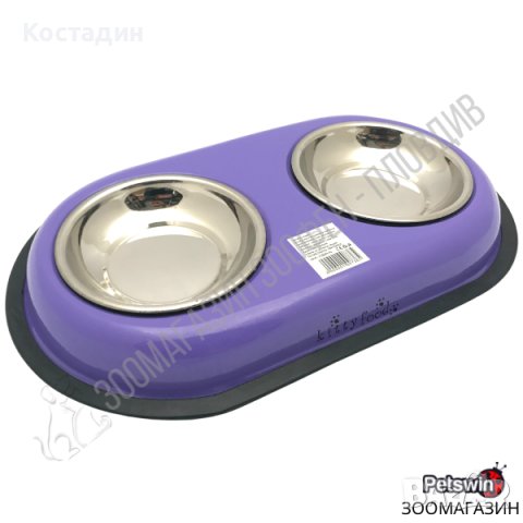 Двойна Купа и Две Купи Инокс - за Куче/Коте - 2x180ML-Лилава разцветка, снимка 2 - За кучета - 24689862