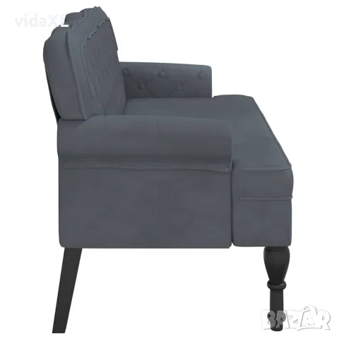 vidaXL Пейка с облегалка, тъмносива, 119,5x64,5x75 см, кадифе, снимка 5 - Дивани и мека мебел - 56147413