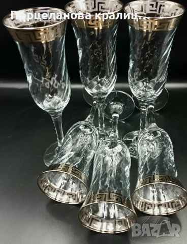 Елегантен комплект от 6 чаши за шампанско Versace, снимка 4 - Чаши - 51044911
