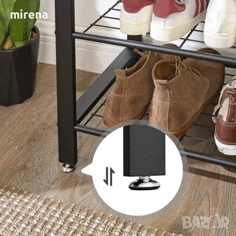 Закачалка за дрехи с пейка за обувки, височина 175 см, снимка 6 - Етажерки - 53145306