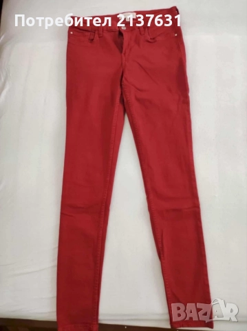 ДАМСКИ ЧЕРВЕН ДЕНИМ ДЪНКИ МАНГО, снимка 2 - Дънки - 51648048