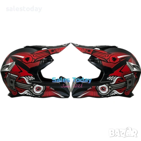 Кросова каска за мотор, ендуро, АТВ, Скутер, 3 размера, червена