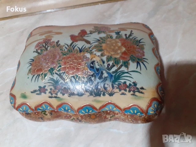 Страхотна стара китайска кутия бижутерка порцелан сатцума, снимка 6 - Антикварни и старинни предмети - 53340743