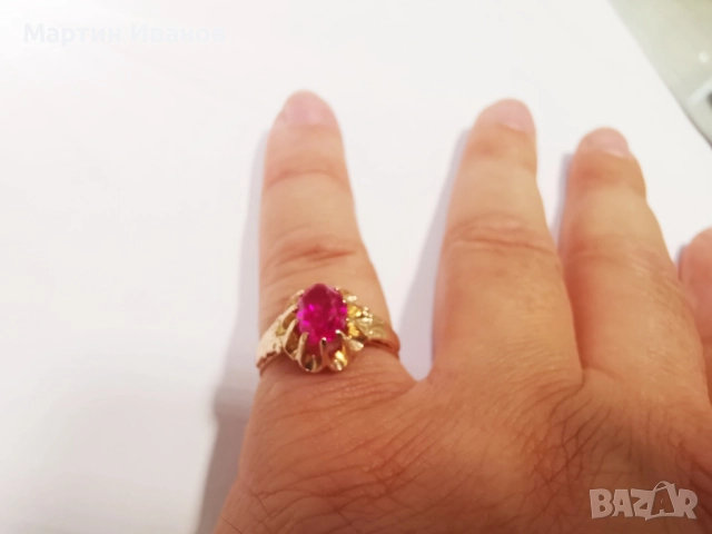 Златен руски пръстен с рубин 11, снимка 5 - Пръстени - 51543152
