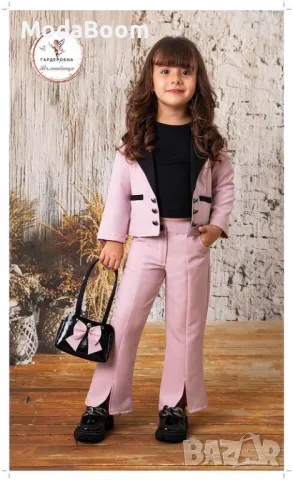 Елегантен детски комплект състоящ се от Сако, Блуза, Панталон, Чанта
