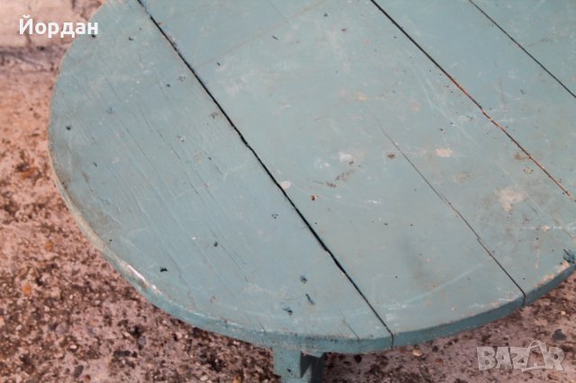 Дървена синя маса за битов кът, снимка 2 - Антикварни и старинни предмети - 44436023