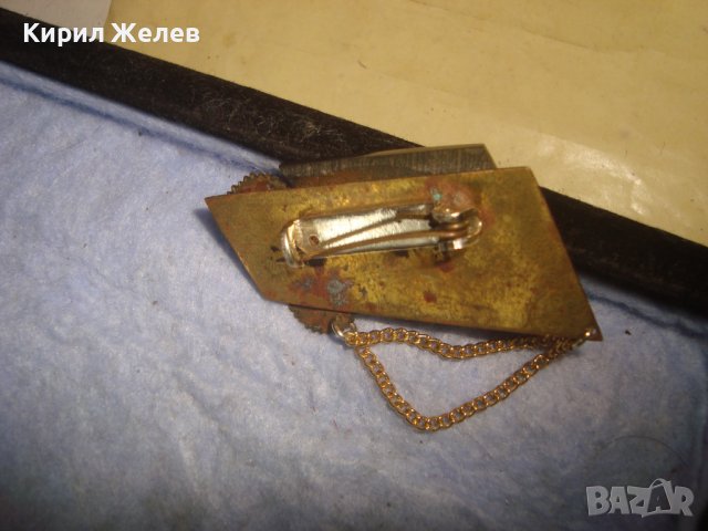 СТАРА ПОЗЛАТЕНА КРИСТАЛНА МЕСИНГОВА РЕТРО - АРТ БРОШКА 15042, снимка 5 - Антикварни и старинни предмети - 37786713