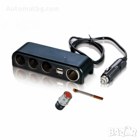 Разклонител за запалка Automat, 4 гнезда, 2 USB, 12V, 24V