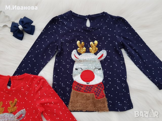 Коледна блуза с елен 1-2-3 години, снимка 3 - Детски Блузи и туники - 30914693