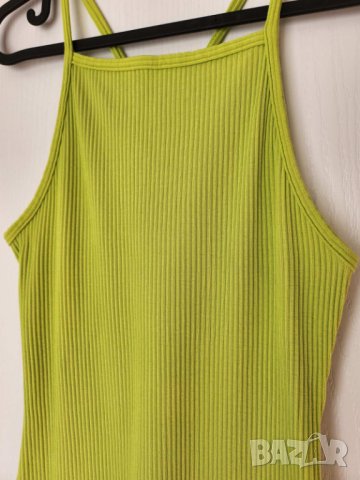 Електриково зелена еластична рокля, снимка 2 - Рокли - 42863981