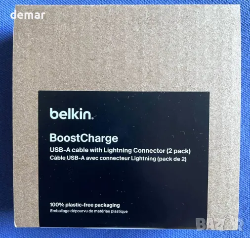 2 броя Belkin плетен USB-A към Lightning кабел 1,5 м - мек, гъвкав кабел за бързо зареждане, бели, снимка 7 - Аксесоари за Apple - 50422965