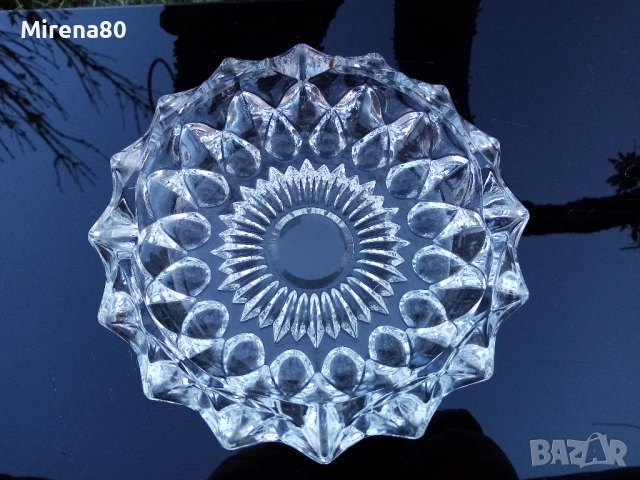 Голям кристален пепелник - Чехословакия, снимка 3 - Антикварни и старинни предмети - 54139202