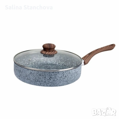 Тиган с капак Voltz Siena, Дълбок и Мраморно каменно керамично покритие , снимка 2 - Съдове за готвене - 53271533