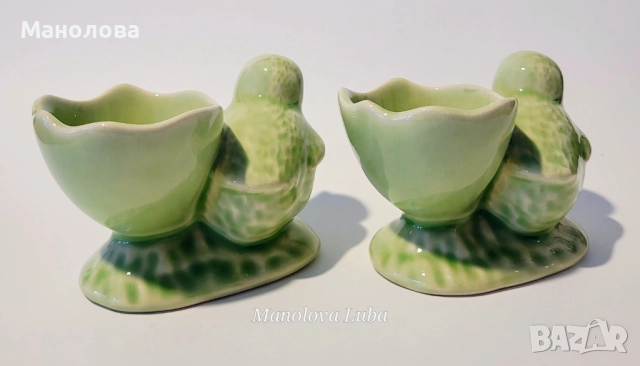 Две винтидж порцеланови чашки/коктиери/ за яйца във формата на пиленца, снимка 3 - Други ценни предмети - 51775270